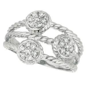0.34 Carat Natural Diamond Cocktail Ring G SI 14K White Gold