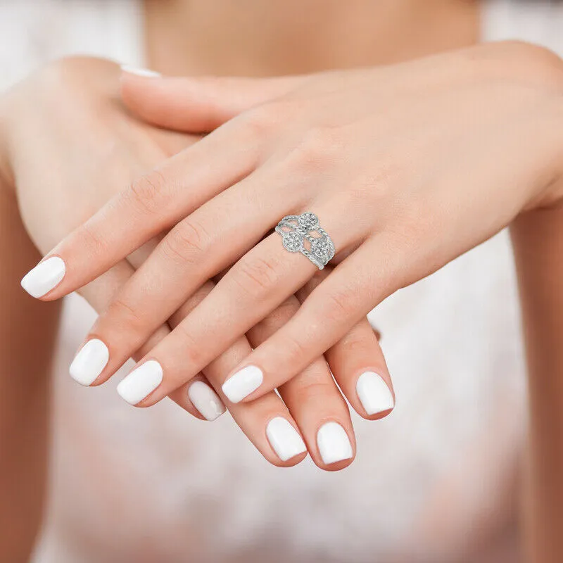 0.34 Carat Natural Diamond Cocktail Ring G SI 14K White Gold