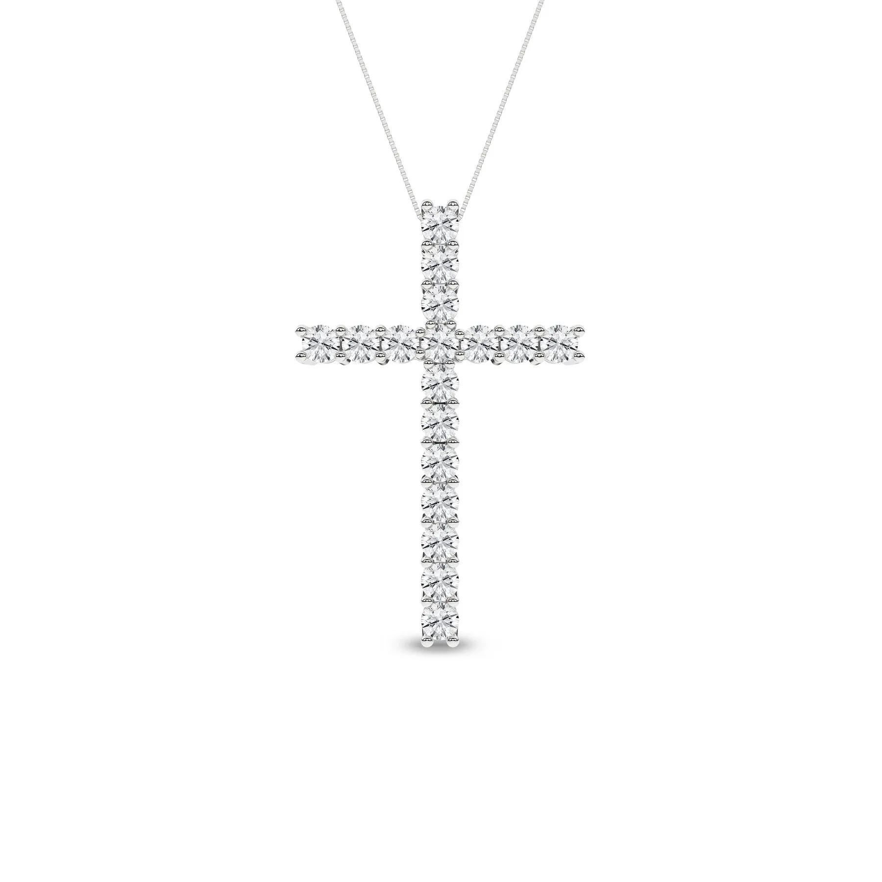 1 Carat Round Lab Grown Diamond 14K Gold Cross Necklace