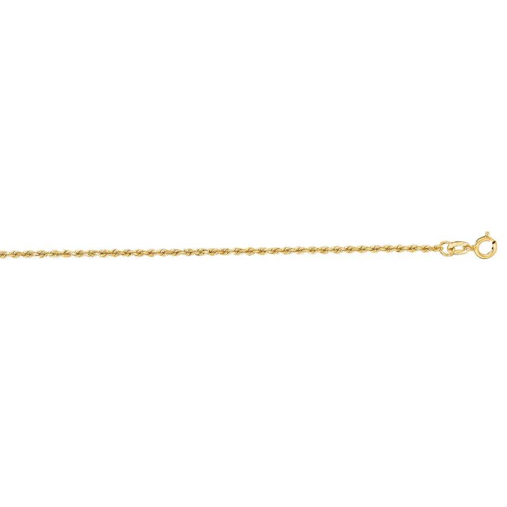 10K Gold 1.4mm Solid Diamond Cut Royal Rope Chain