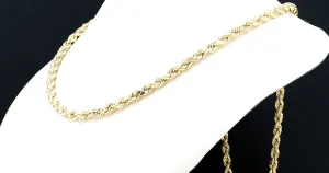 10K Real Yellow Gold Diamond Cut Rope Chain Solid For Men / Women - Gifts For Him / Her