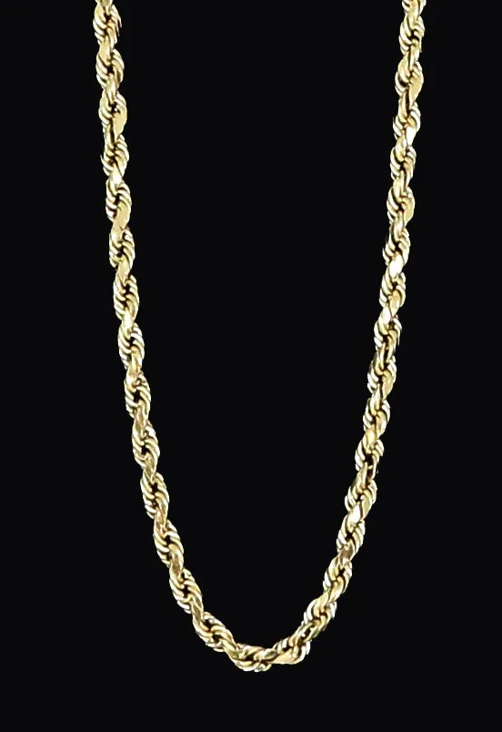 10K Real Yellow Gold Diamond Cut Rope Chain Solid For Men / Women - Gifts For Him / Her
