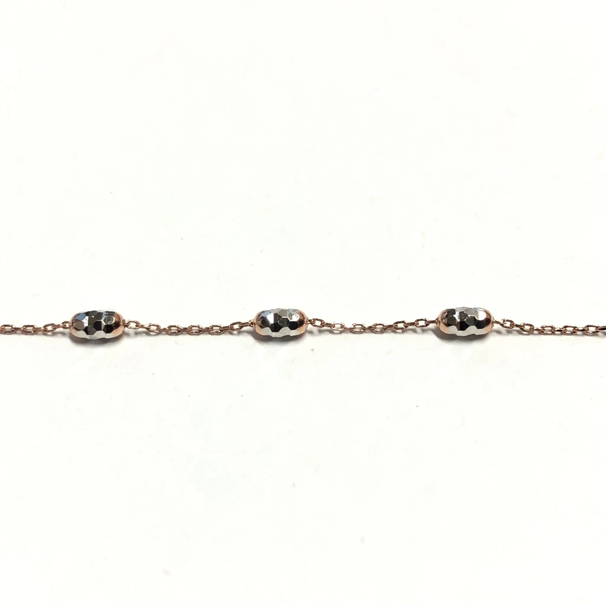 10K Rose and White Gold Mirror Cut Beaded Necklace