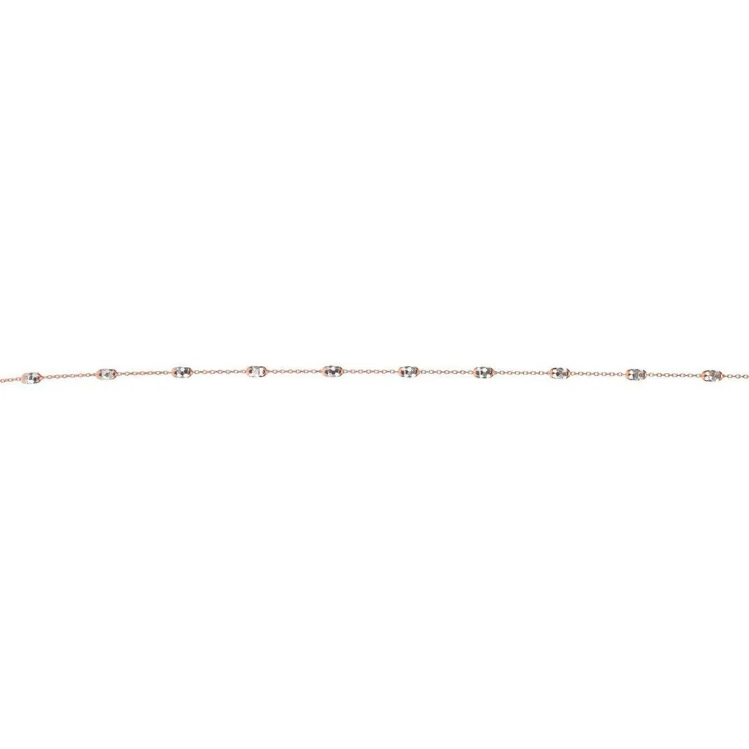10K Rose and White Gold Mirror Cut Beaded Necklace