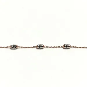 10K Rose and White Gold Mirror Cut Beaded Necklace