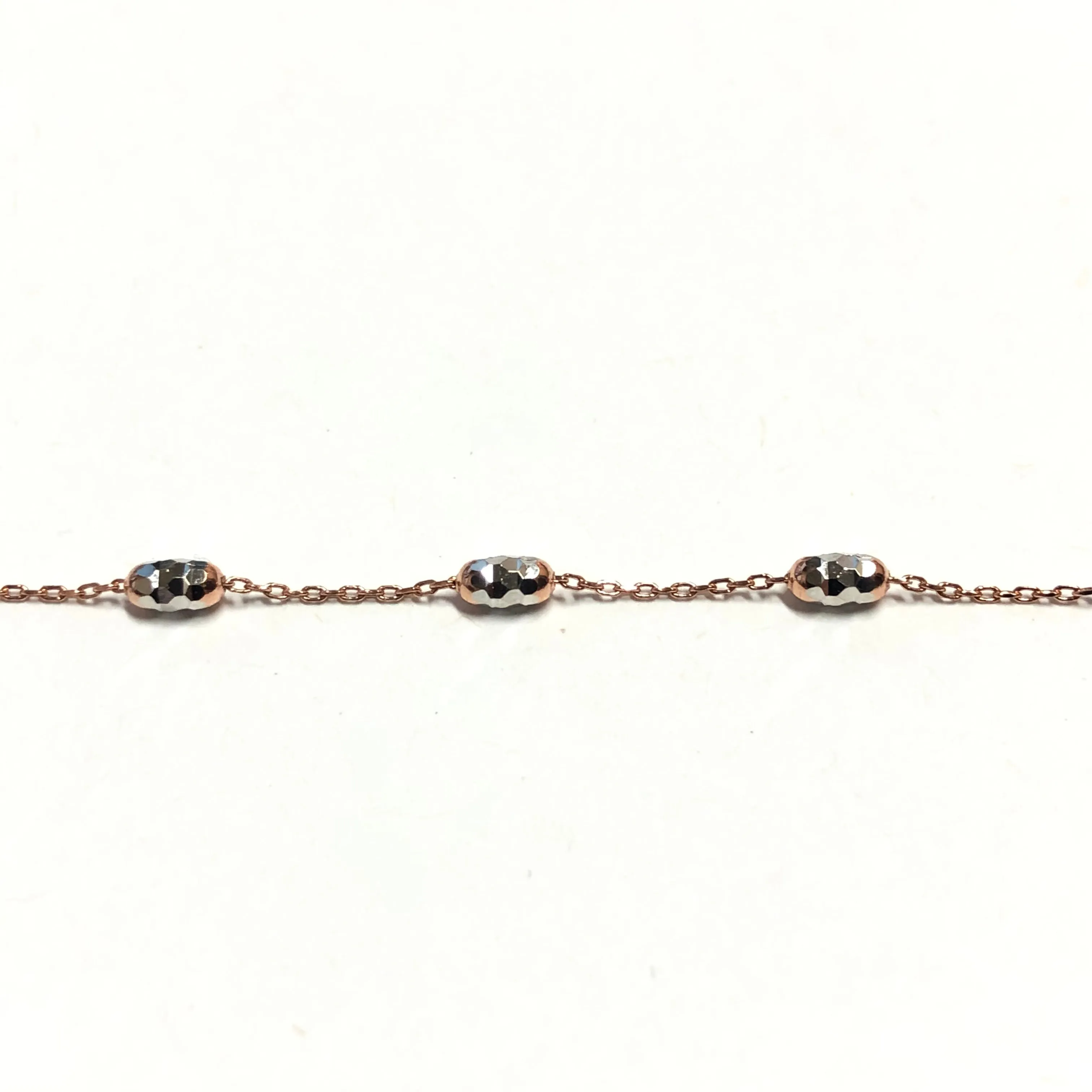 10K Rose and White Gold Mirror Cut Beaded Necklace