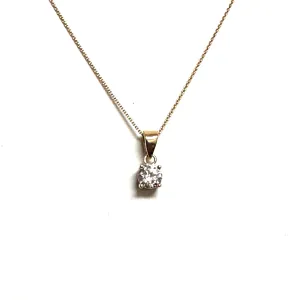 10K Yellow Gold (5mm) Cubic Zirconia Solitaire Pendant