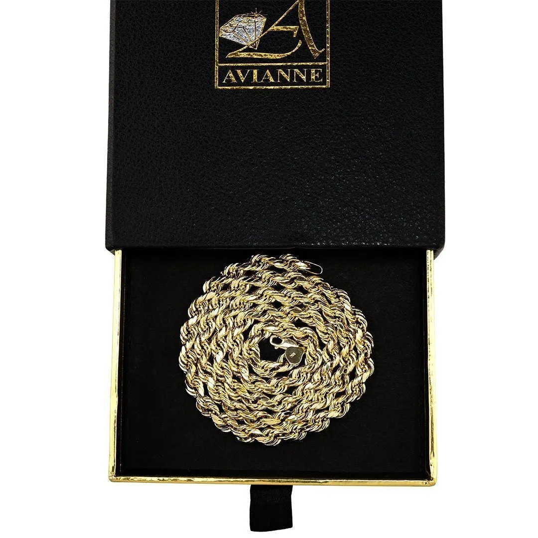 10k Yellow Gold Hollow Rope Chain 6.5 mm