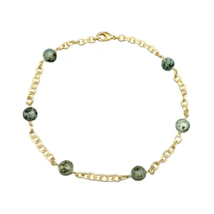 139-TURQ-G-SHORT| AFRICAN TURQUOISE BEADS ON GOLD LINK CHAIN 18"