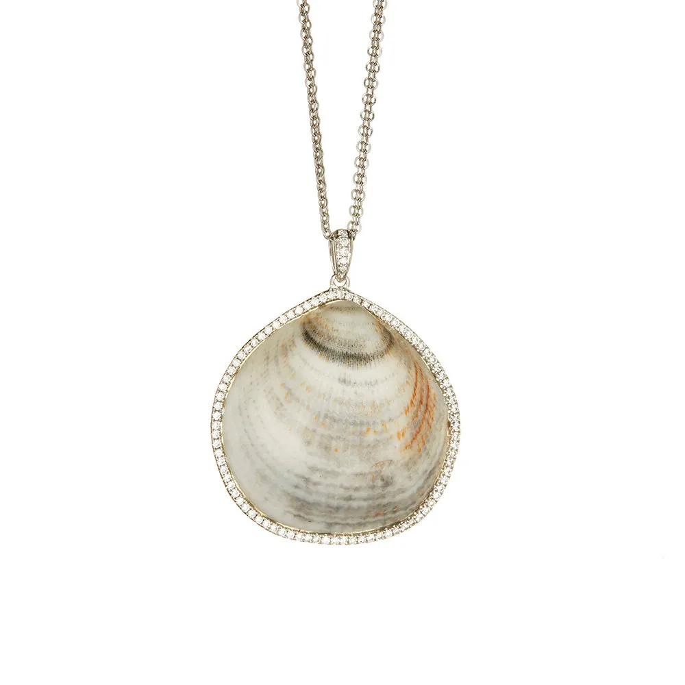 14 Karat White gold Diamond Seashell