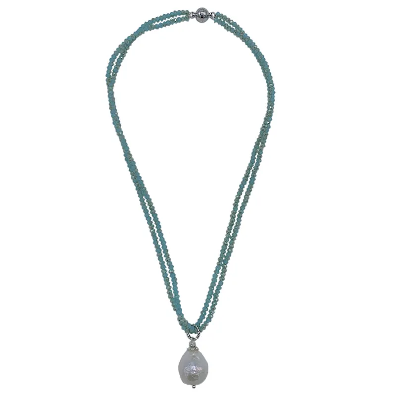 142-06-S | TURQUOISE CRYSTALS W/ EDISON PEARL DROP