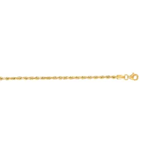 14K Gold 2.5mm Diamond Cut Royal Rope Chain