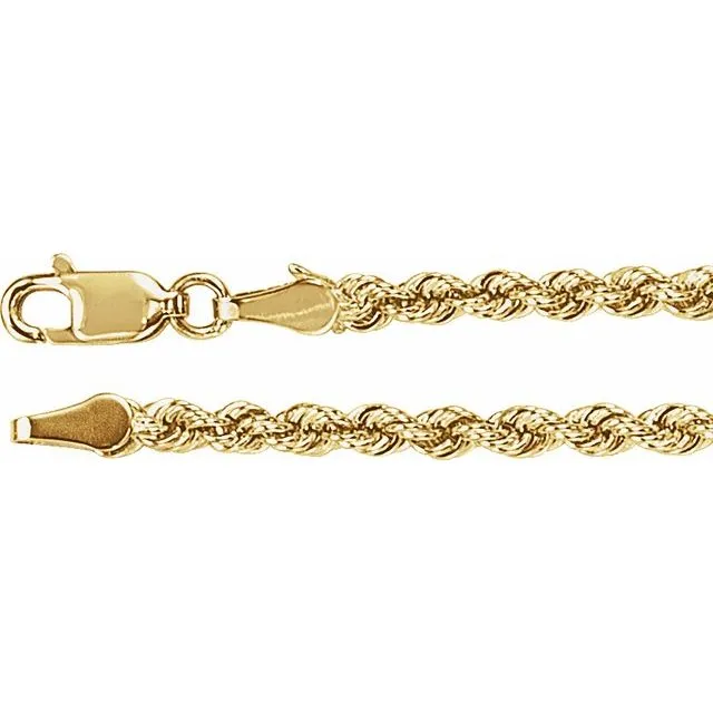 14K Gold 3 mm Rope Chain