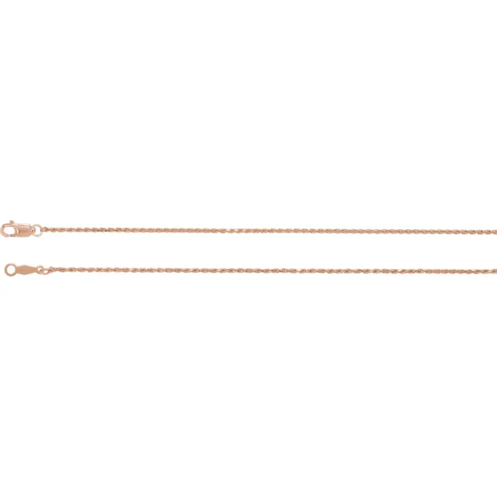 14k Rose Gold 1mm Diamond-Cut Rope 24" Chain