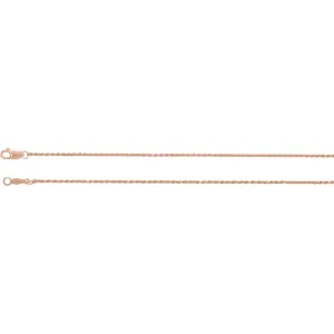 14k Rose Gold 1mm Diamond-Cut Rope 24" Chain