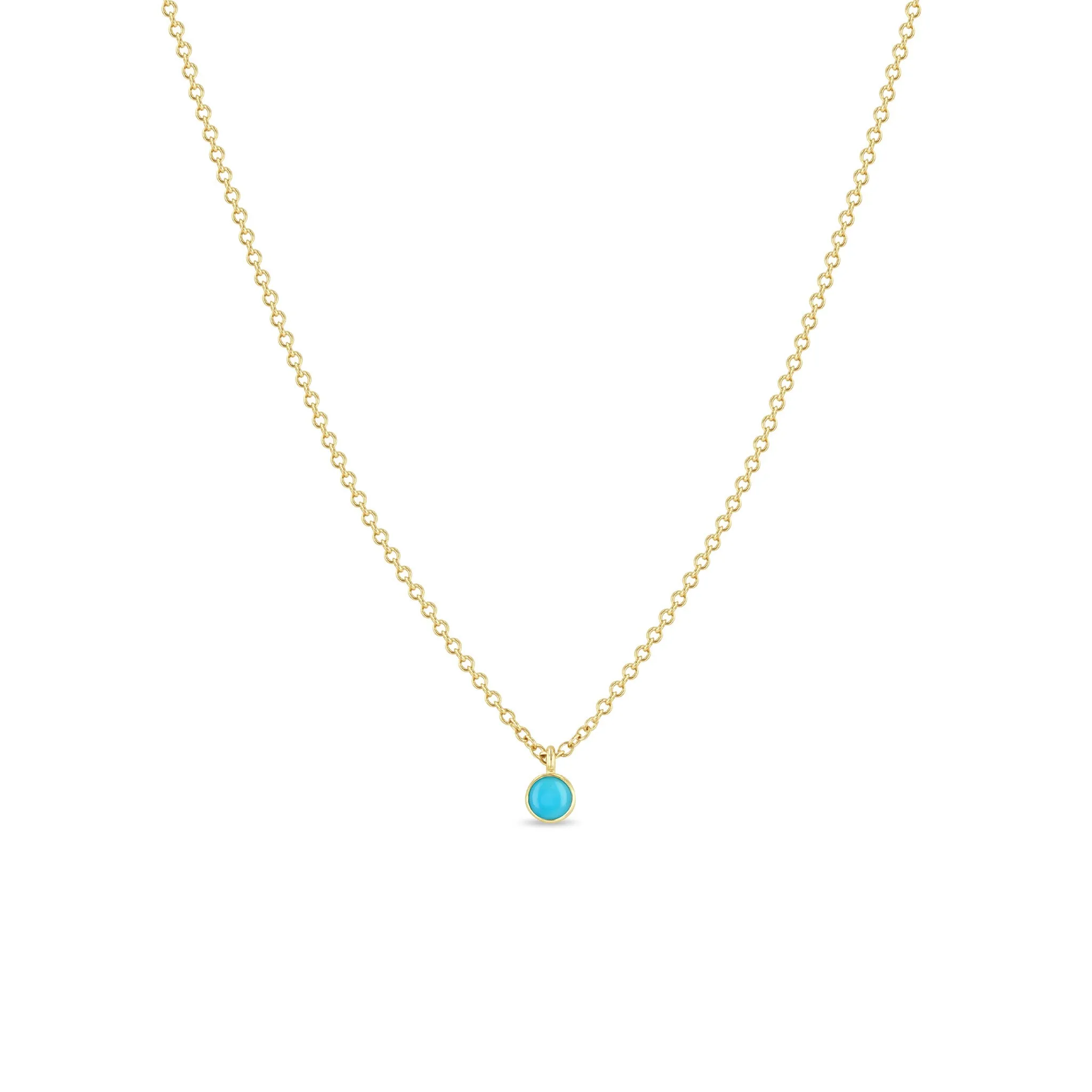 14k Single Turquoise Pendant Necklace | December Birthstone
