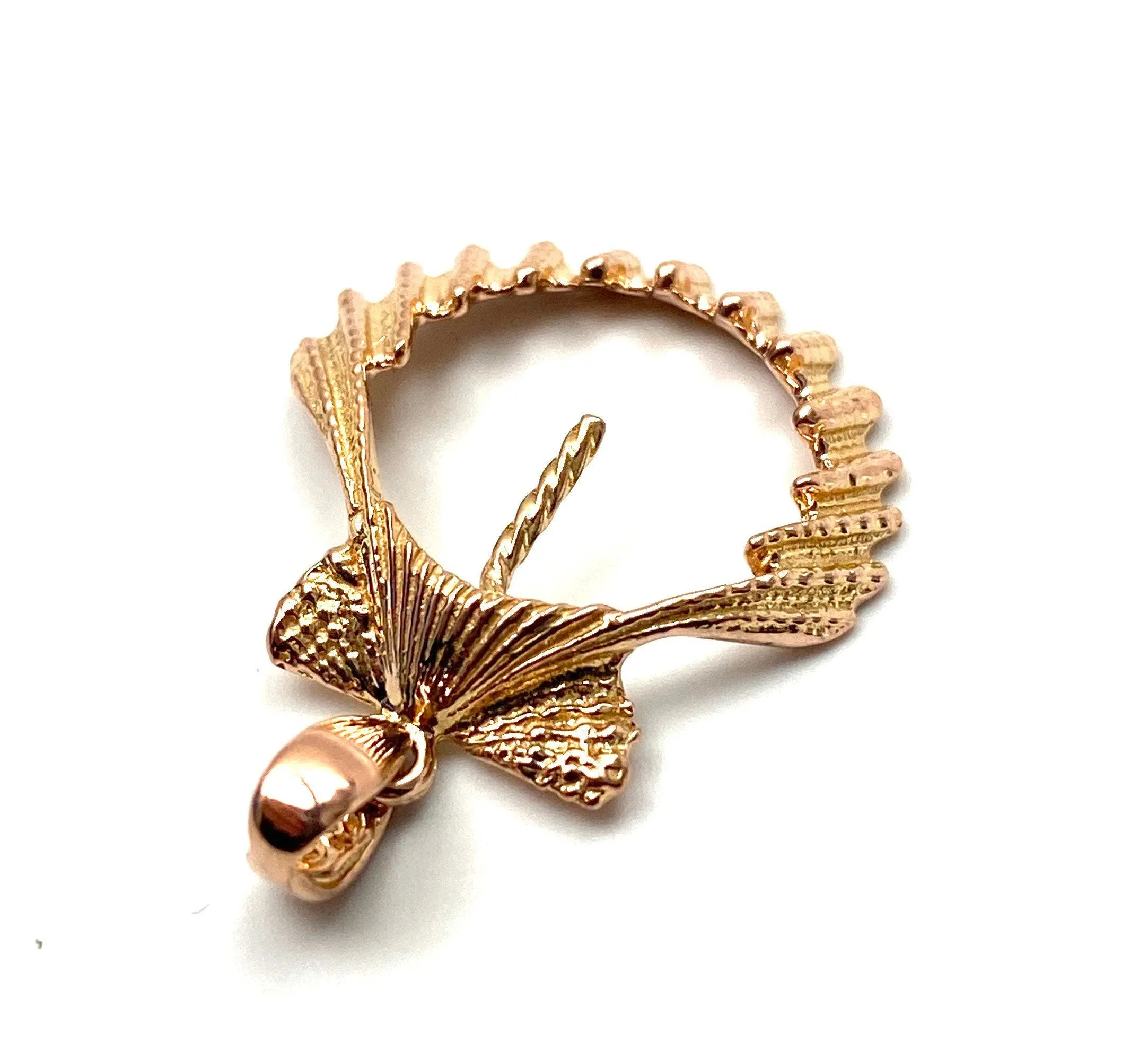 14K solid gold, white gold and rose gold shell pendant with bail, SKU# TP- 058