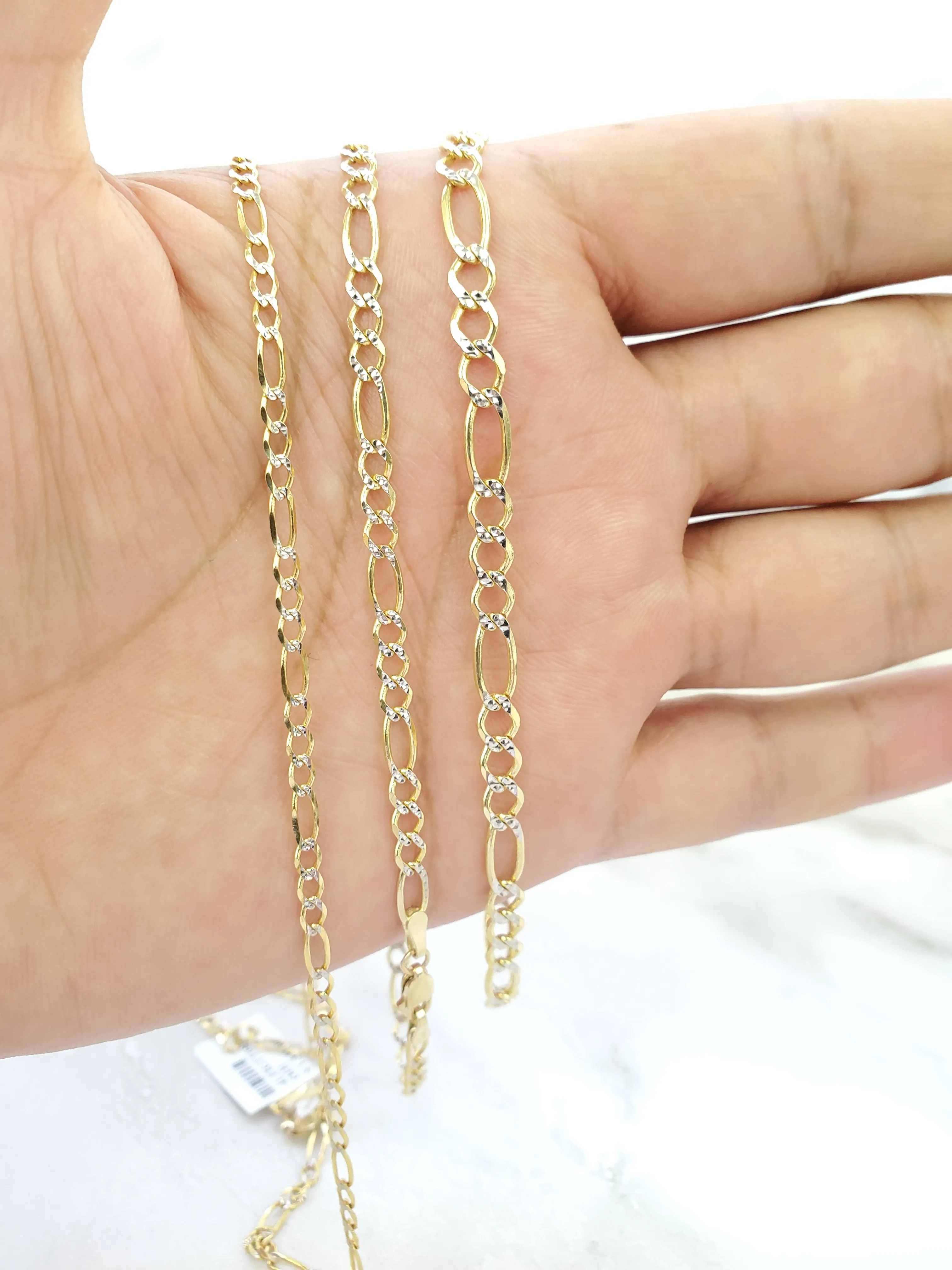 14K Solid Two Tone Yellow & White Gold Figaro Bracelet For Men/ Women - Gifts For Him / her