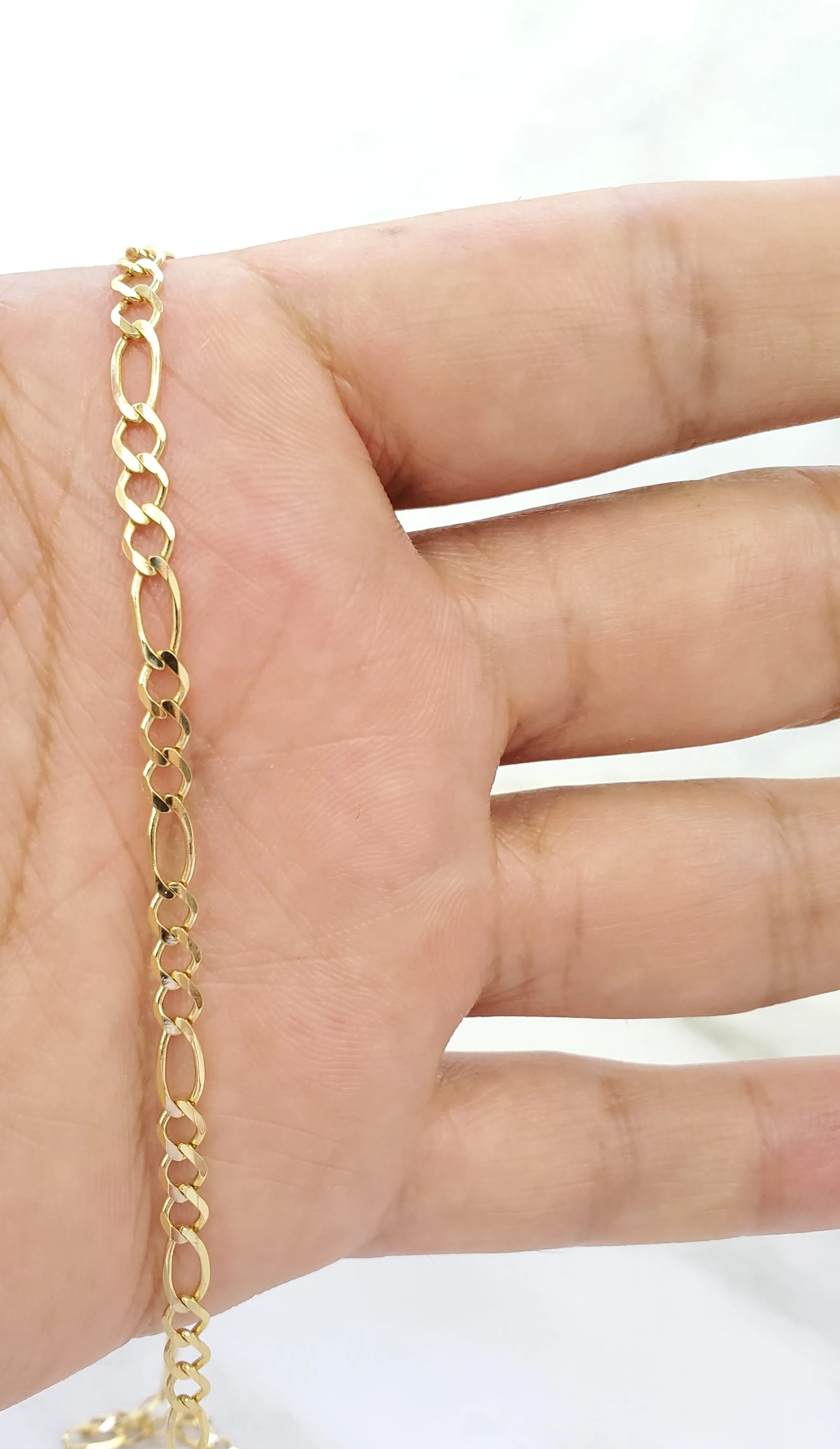 14K Solid Yellow Gold Figaro Chain For Men/ Women - Gifts For Him/ her
