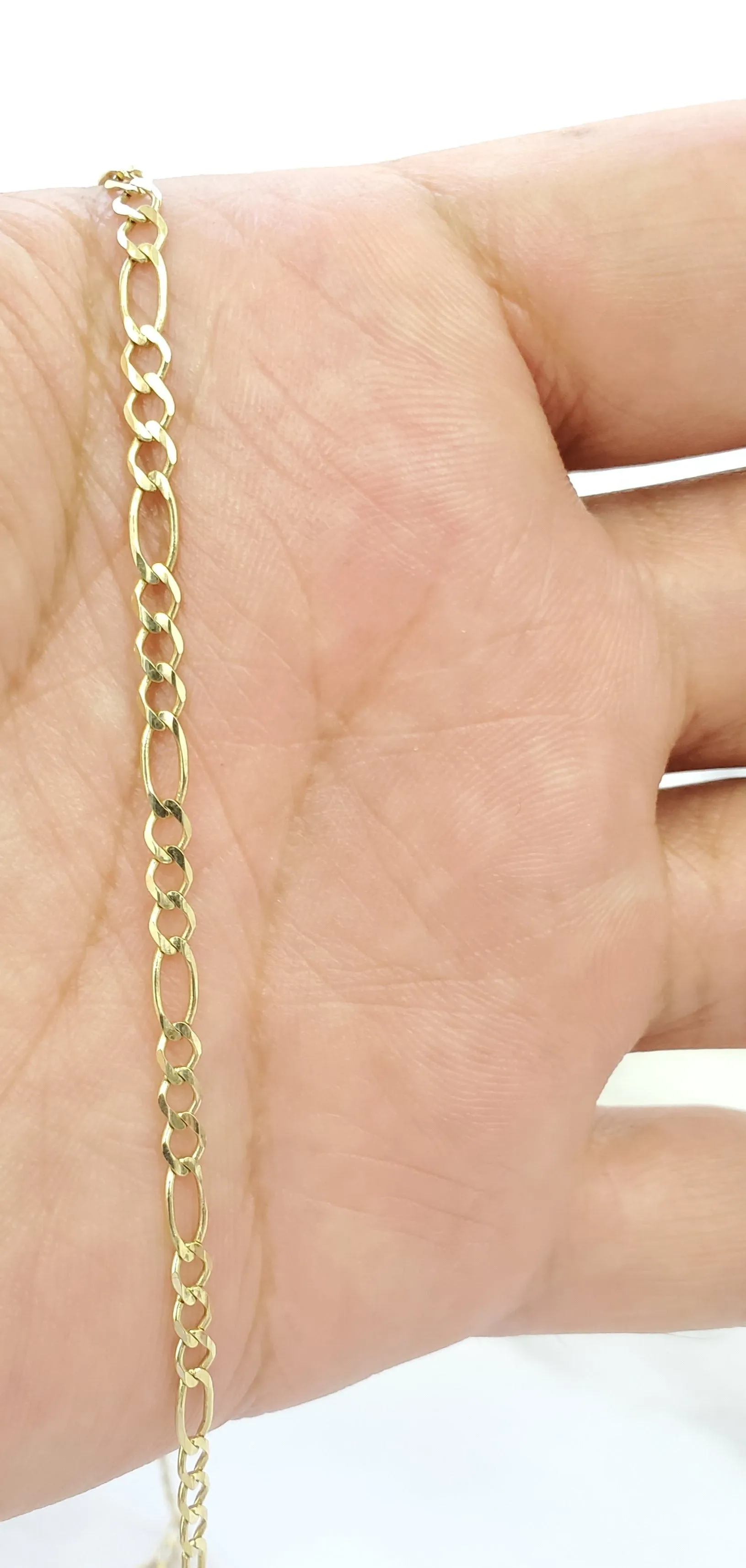 14K Solid Yellow Gold Figaro Chain For Men/ Women - Gifts For Him/ her