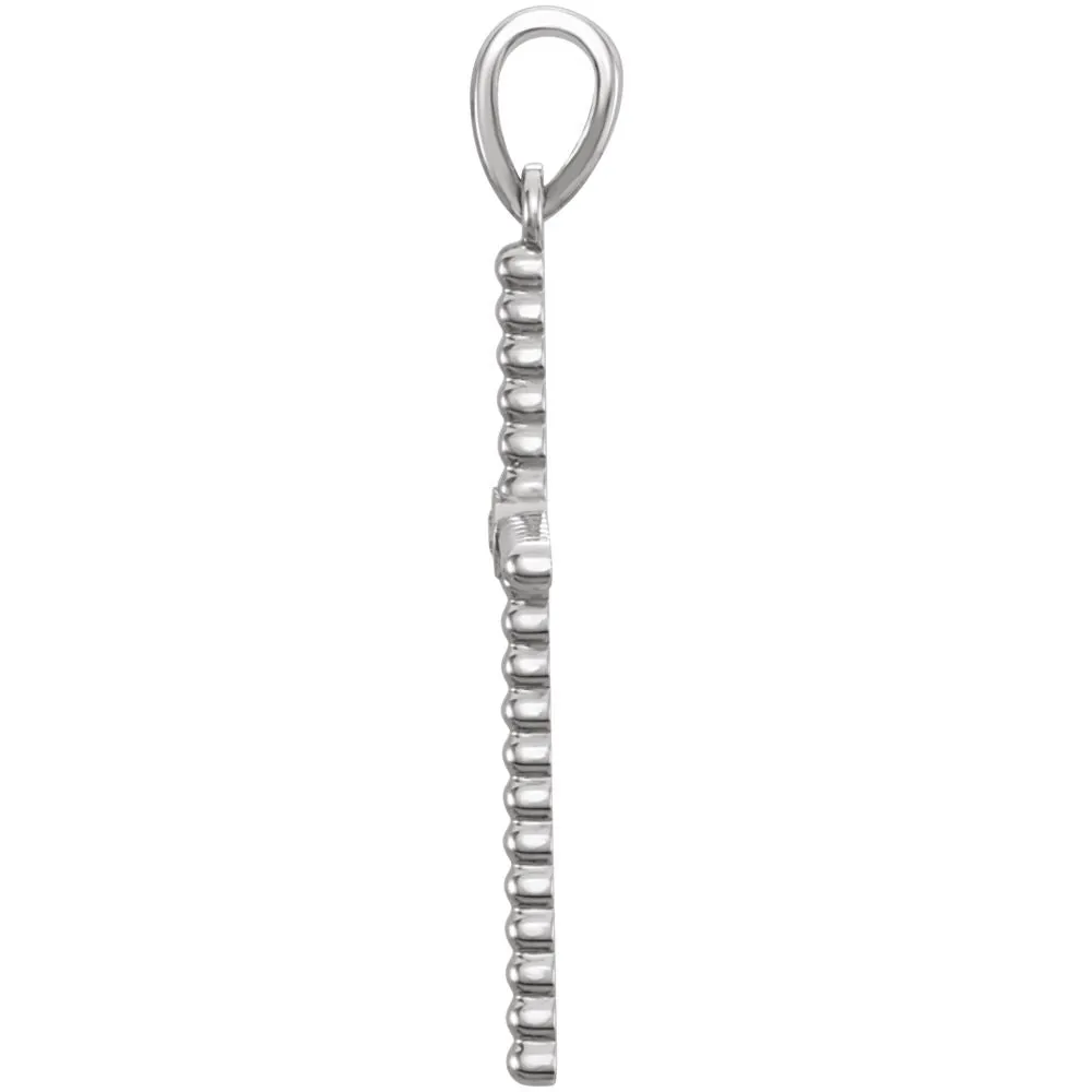 14k White Gold .03 CTW Diamond Beaded Cross Pendant