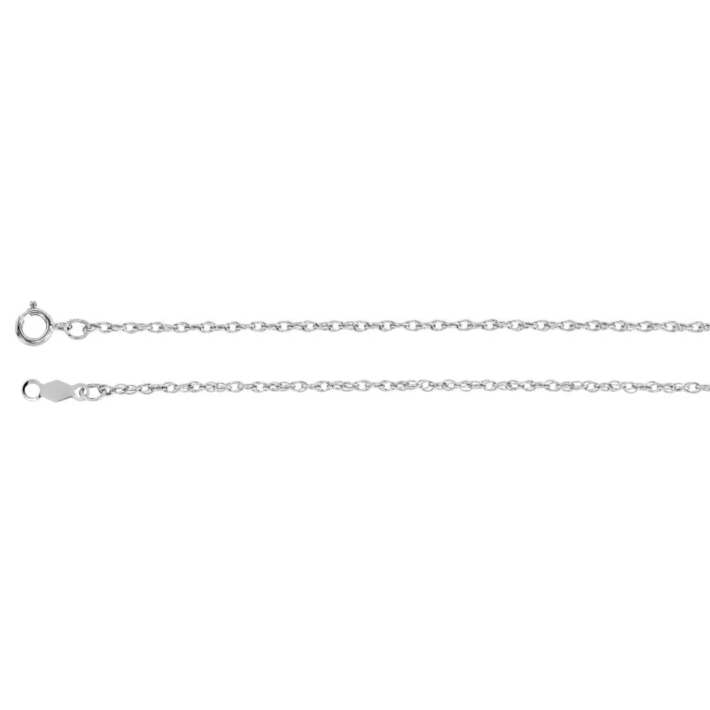 14k White Gold 1.25mm Rope 18" Chain
