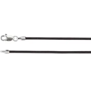 14K White Gold 1.5 mm Black Leather 16" Cord