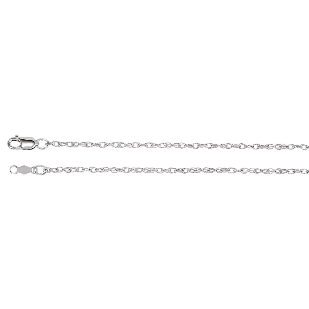 14k White Gold 1.5mm Rope 18" Chain