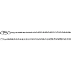 14k White Gold 1.6mm Diamond-Cut Rope 18" Chain with Lobster Clasp