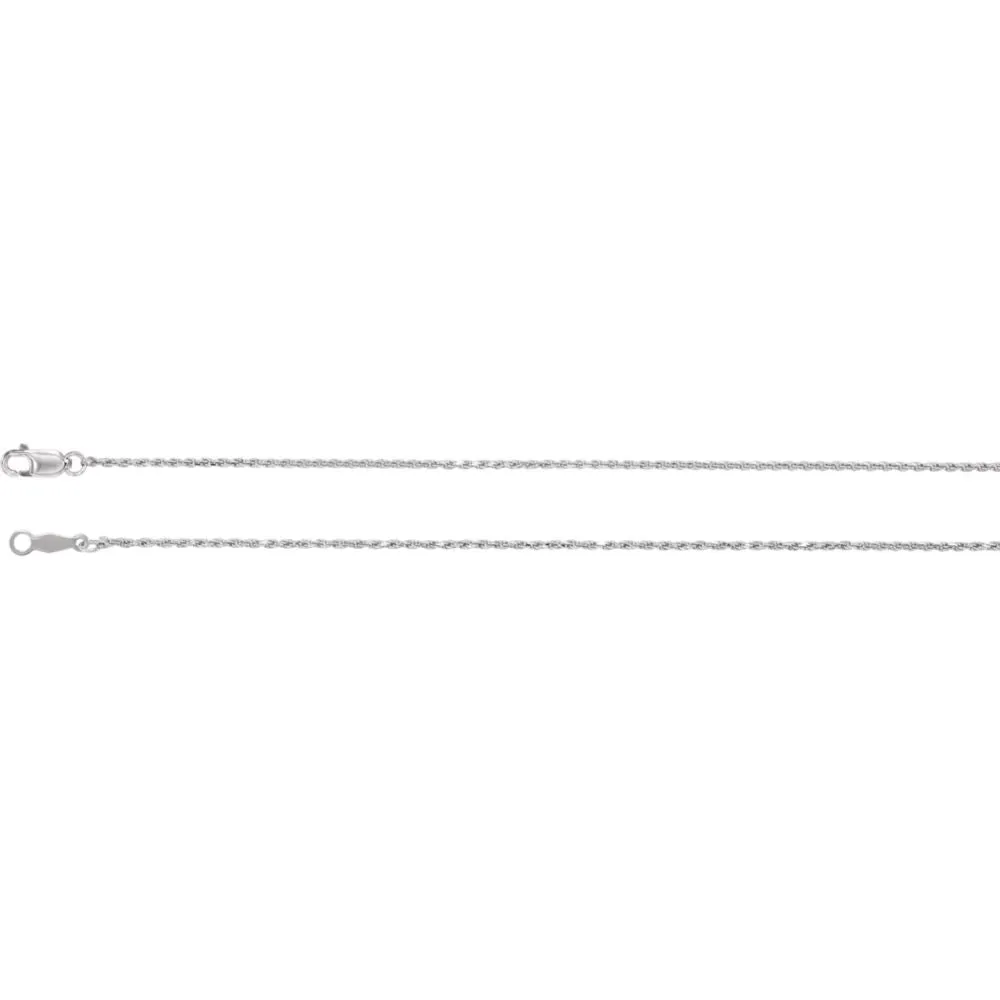 14k White Gold 1mm Diamond-Cut Rope 16" Chain