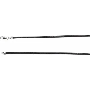 14K White Gold 2 mm Black Leather 16" Cord
