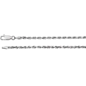 14k White Gold 2.5mm Diamond Cut Rope 24" Chain