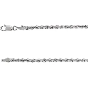 14k White Gold 3mm Rope 18" Chain