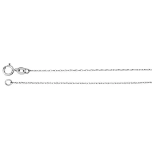 14k White Gold .75mm Solid Rope 18" Chain