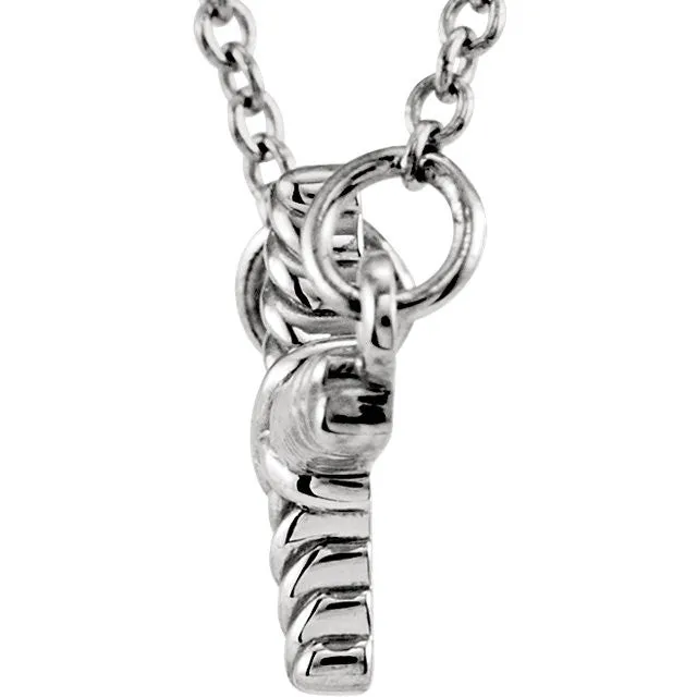 14k White Gold 8.65x16mm Sideways Rope Cross 16.5" Necklace