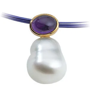 14k White Gold 8x6mm 12mm South Sea Cultured Pearl Pendant