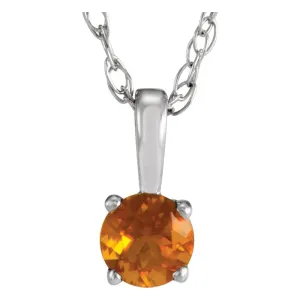 14k White Gold Citrine 14" Necklace