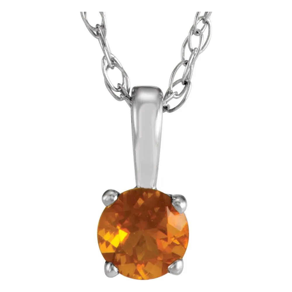 14k White Gold Citrine 14" Necklace