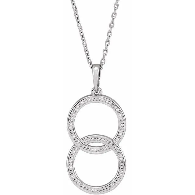 14K White Gold Interlocking Beaded 16-18" Necklace