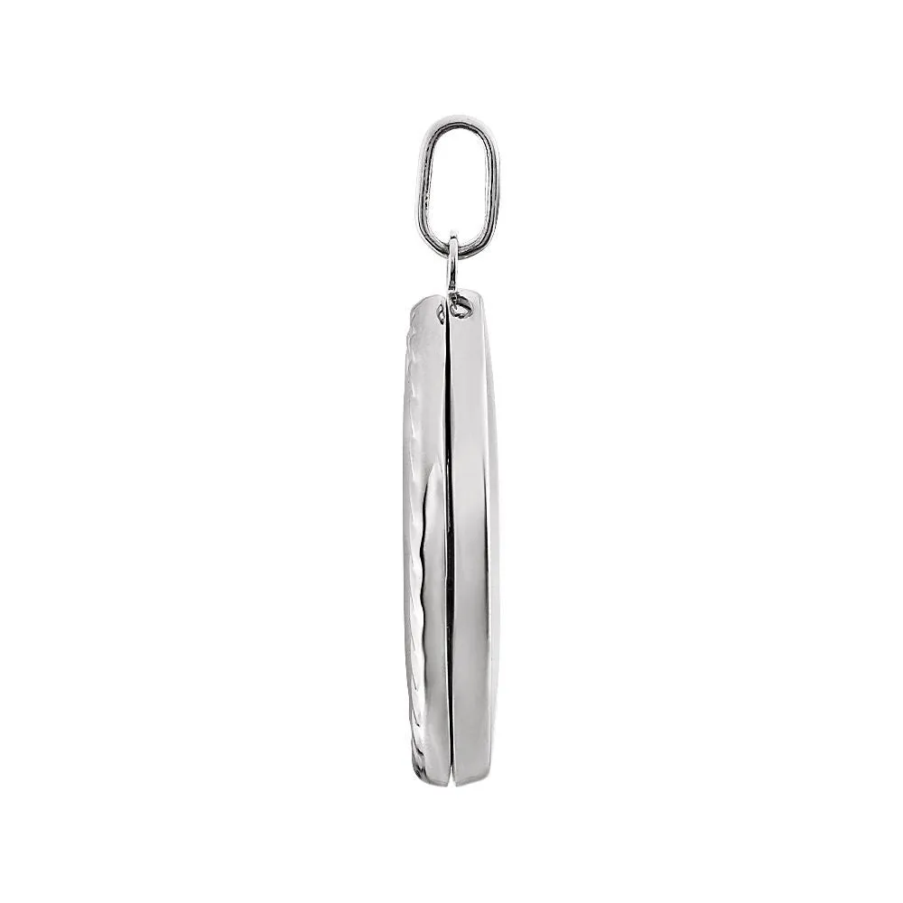 14k White Gold Oval Rope Locket