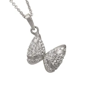 14k White Gold "Sea Jewels" Pavé Diamond Coquina Shell Pendant, D=.38tw