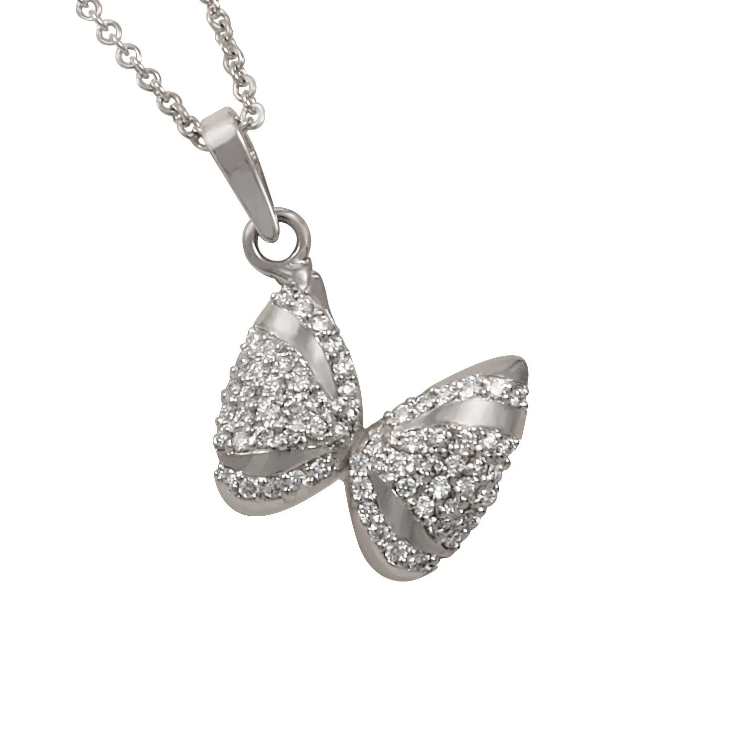 14k White Gold "Sea Jewels" Pavé Diamond Coquina Shell Pendant, D=.38tw