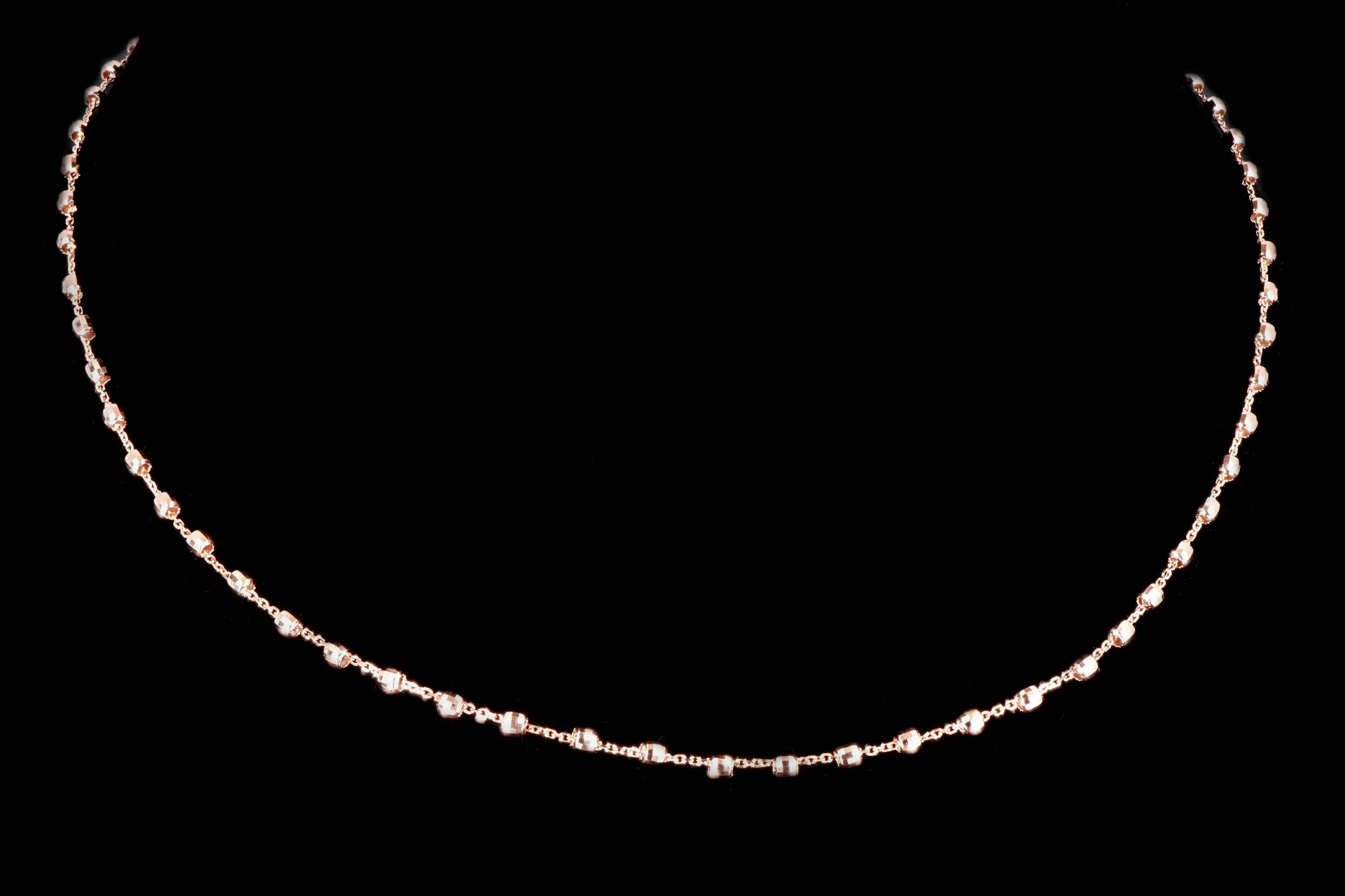 14K White, Yellow or Rose Gold Diamond Cut Beaded Necklace