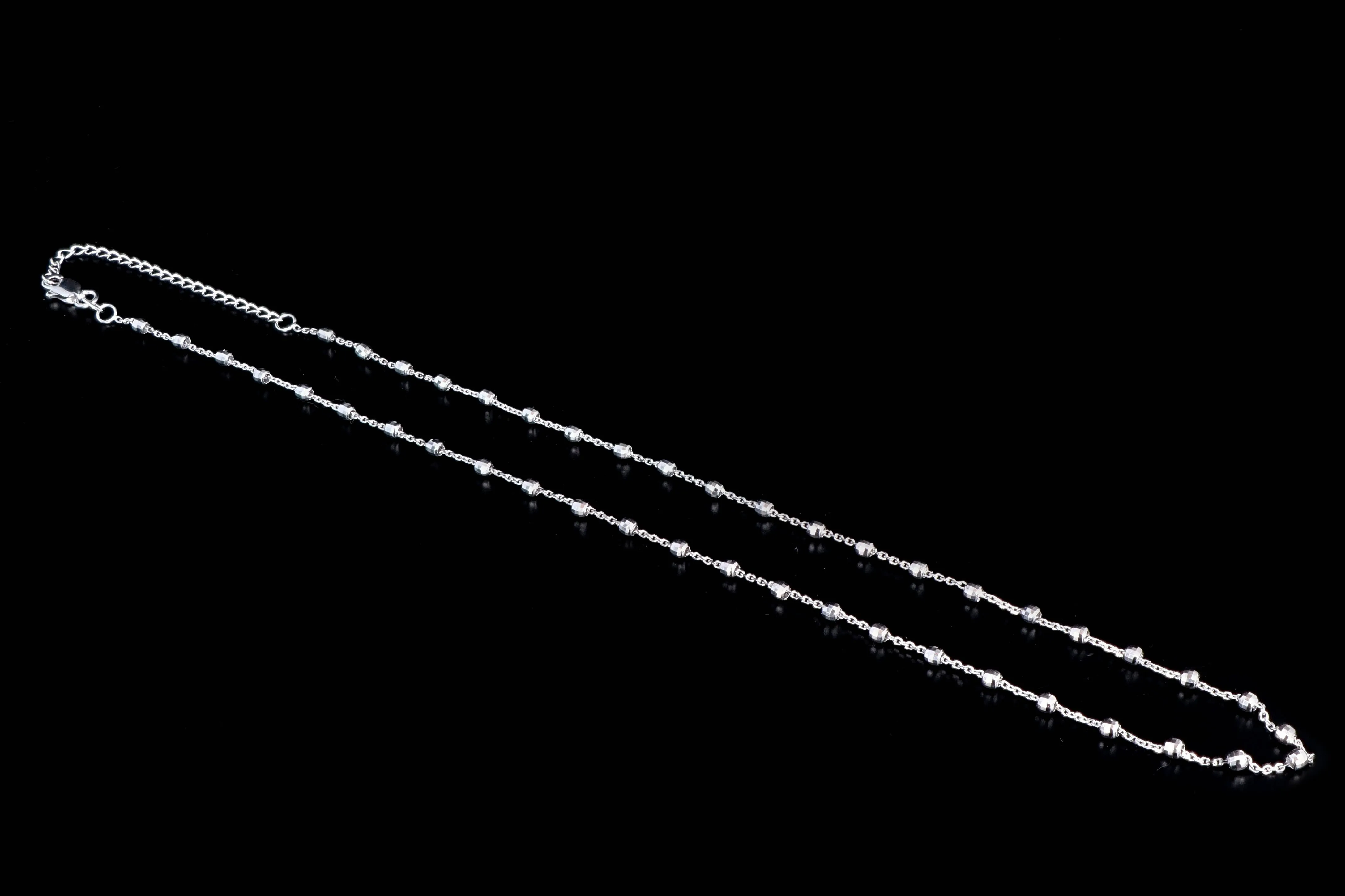 14K White, Yellow or Rose Gold Diamond Cut Beaded Necklace
