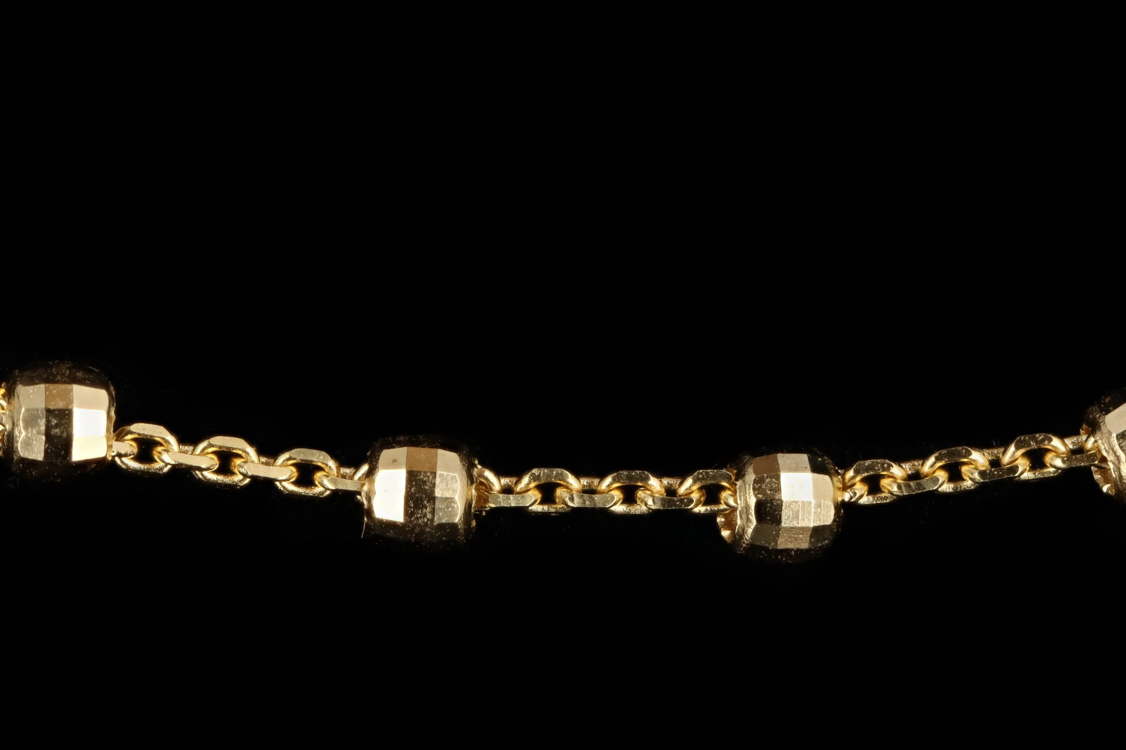 14K White, Yellow or Rose Gold Diamond Cut Beaded Necklace