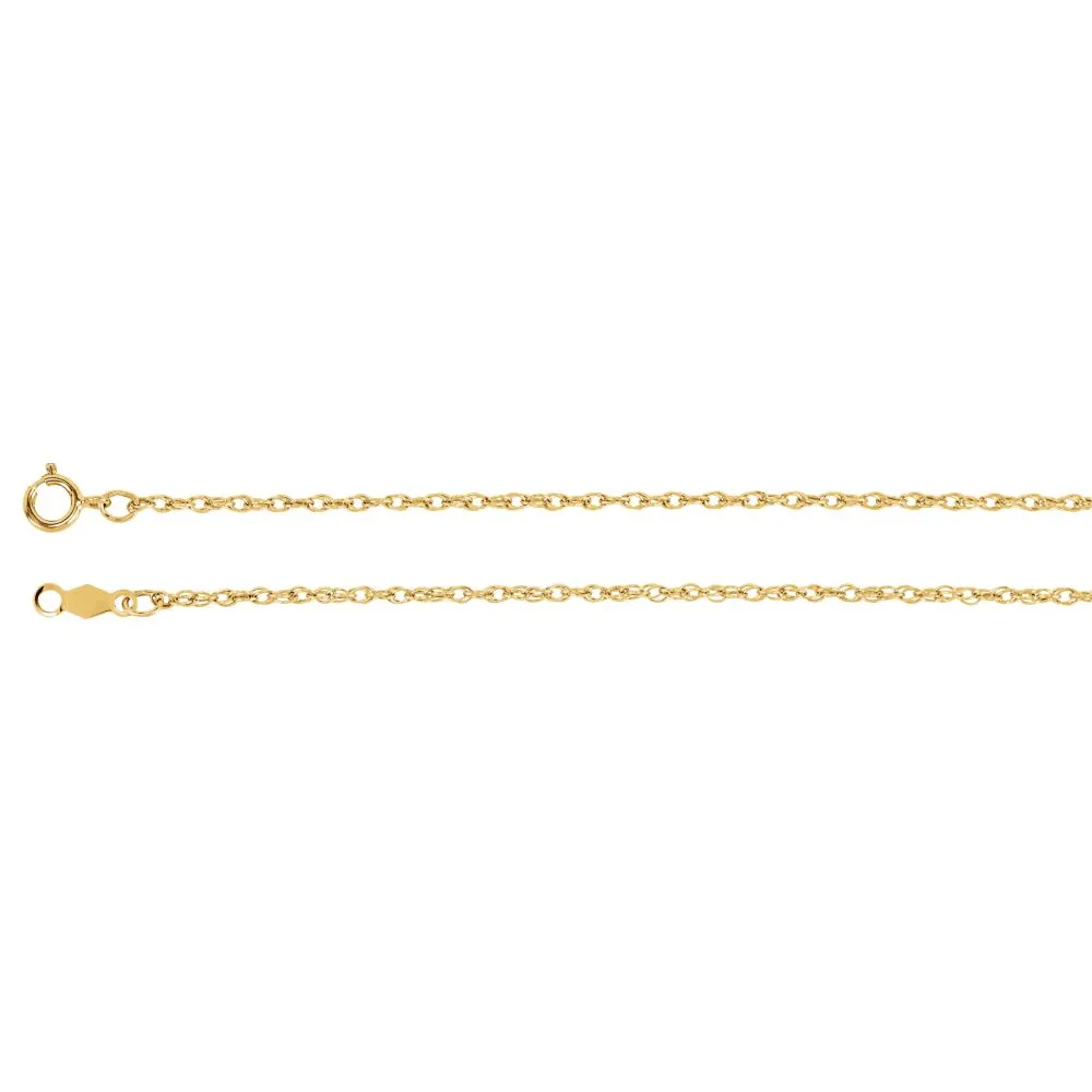14k Yellow Gold 1.25mm Rope 18" Chain