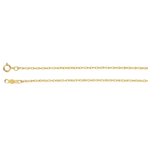 14k Yellow Gold 1.25mm Rope 18" Chain