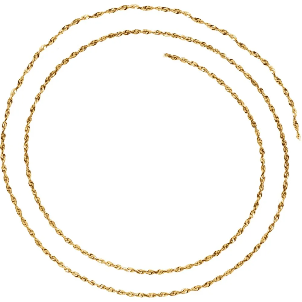 14k Yellow Gold 1.3mm Diamond Cut Rope 20" Chain