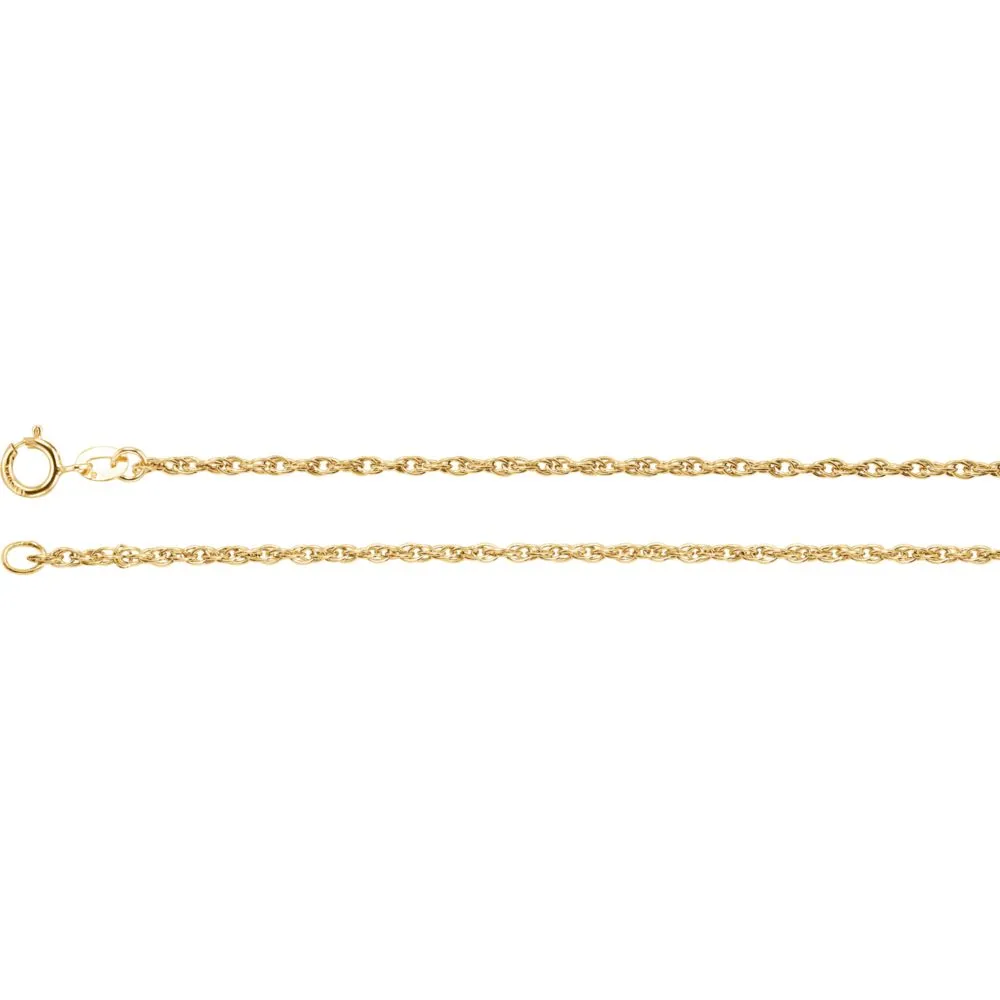 14k Yellow Gold 1.5mm Rope 16" Chain