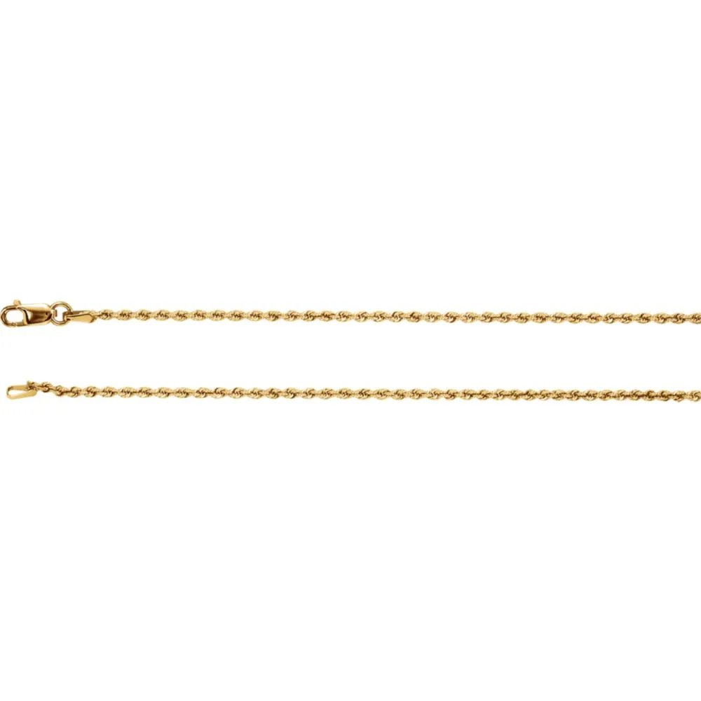 14k Yellow Gold 1.5mm Rope 18" Chain